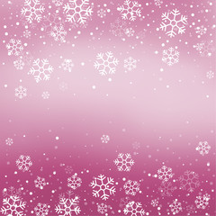 Christmas winter red background with falling snow and snowflakes. Vector Illustration.