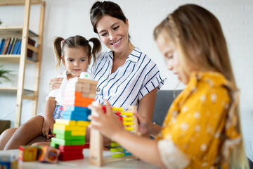 Happy family having fun times at home