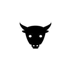 Cartoon cow head. Isolated vector black silhouette. Farm animal logo