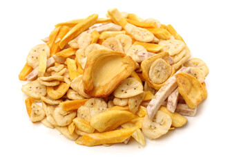Dried fruit on white background
