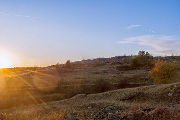 sunset in the steppes of the don