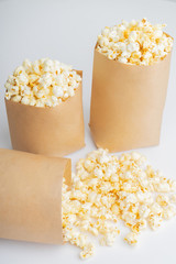 a lot of popcorn in white background