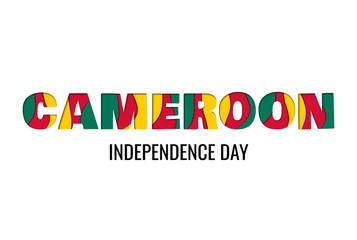 Cameroon independence day paper cut style greeting card concept layered letters on white background.