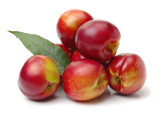 ripe peach on white background