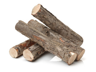 Pine logs on white background