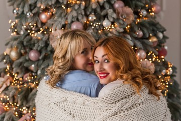 Women at Christmas Holidays, concept of friendship and relationship    