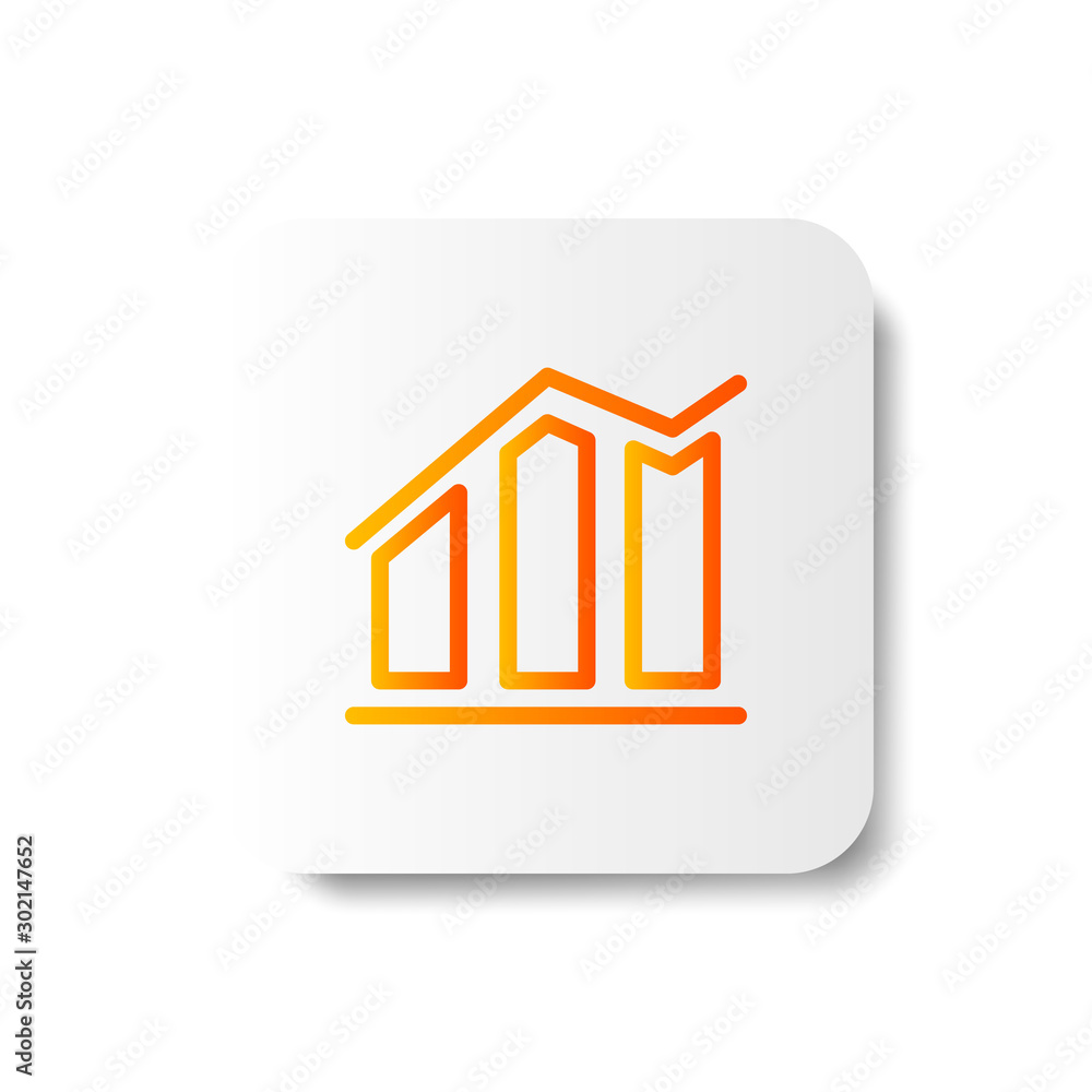 Poster gradient line growing bar chart line / outline icon