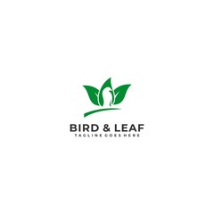 Bird Leaf Illustration Vector Design Template