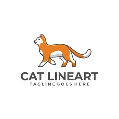 Cat Line Art Illustration vector Design template