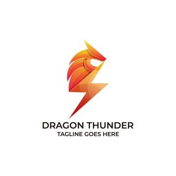 Dragon Thunder Design Concept Illustration Vector Template