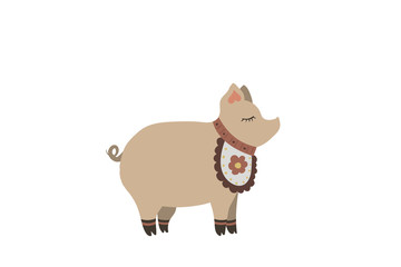 Cute pink pig sleep.