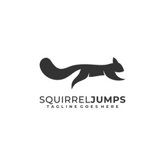 Squirrel Jump Silhouette illustration vector Design template