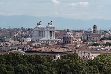 Fototapeta na wymiar Rome, Italy, View from the Yanicula Hill to Rome and the Quadriga Terrace