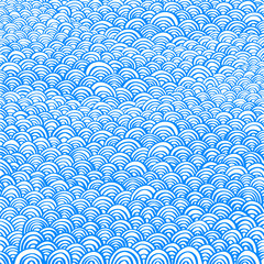 Vector blue abstract pattern with arcs. Repeating geometric background with bows. EPS 8