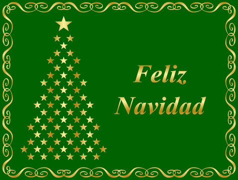 Felicitación verde de Navidad en español