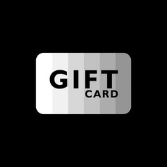Gift card icon isolated on black background