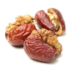 Jujube walnut on white background