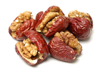 Jujube walnut on white background