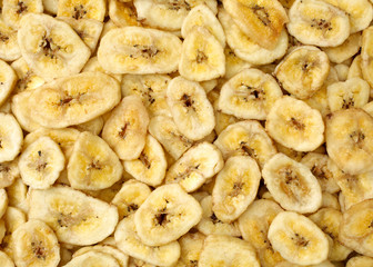Sliced dried banana background