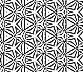 Fototapeta premium Black and white handdrawn seamless pattern. Hand d
