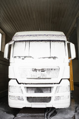 Car wash truck. Cement truck