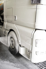 Car wash truck. Cement truck
