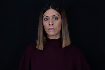 Serious and sad woman