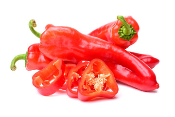 Fresh red pepper on white background