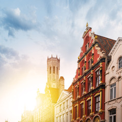 Fototapeta premium Noordzand street with Flemish houses, Bruges, Belgium
