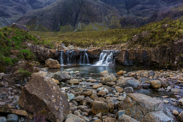 Fototapeta na wymiar The Fairy Pools in Glen Brittle on the Isle of Skye in summer , Scotland