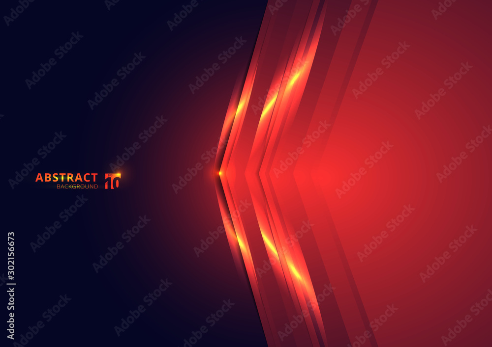 Poster abstract technology concept red lights triangle on dark background with space for you text.