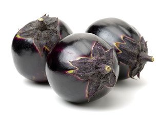Purple eggplant on white background