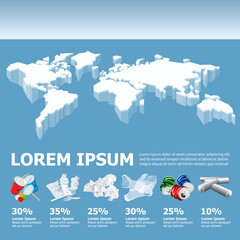Naklejka premium Vector Info Chart Or Infographics With Iceberg World Map