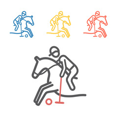 Polo player line icon. Vector signs for web graphics.