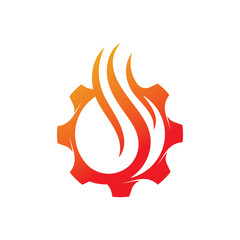 Gear Fire Logo Template vector icon illustration design