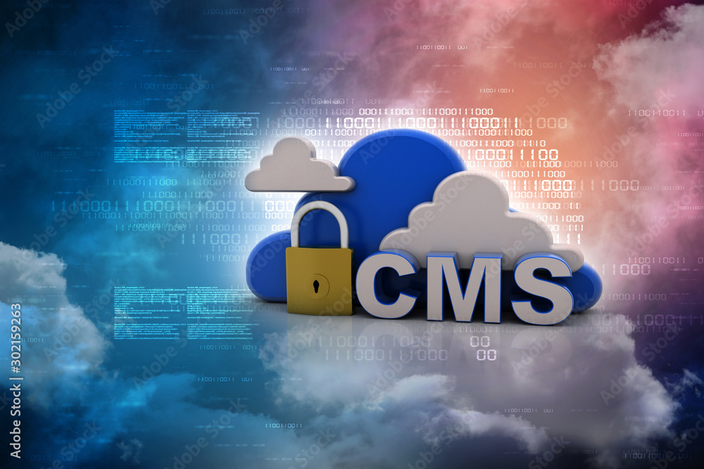 Poster 3d rendering cms cloud lock