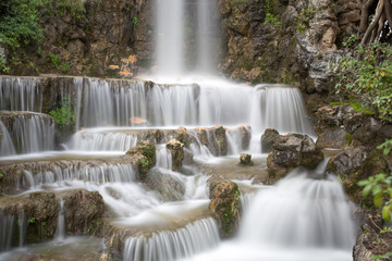 Waterfall in Villetta Di Negro Park in the city of Genoa, Italy