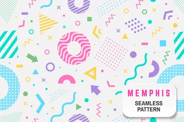 Deurstickers Memphis seamless pattern. Vector. Different halftone geometric shape and colorful geometric shapes seamless pattern. © sivvector