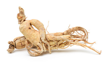 Dried Korean Ginseng on white background