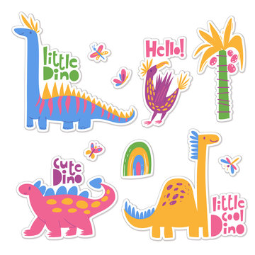 Decor stickers with cool dinosaurs, plants and lettering.