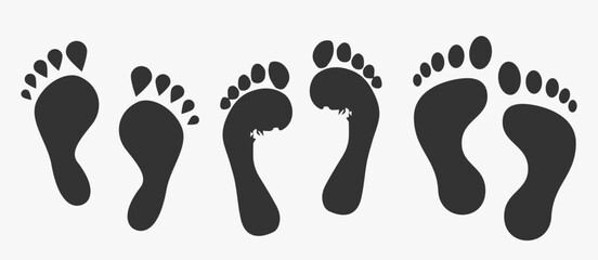 Human footprints on white background. Vector illustration