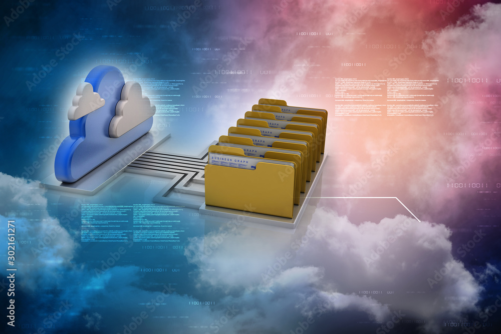 Poster 3d rendering cloud folder network