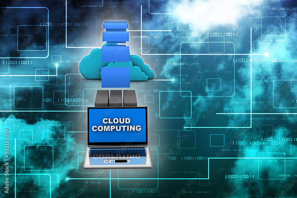 Poster 3d rendering technology cloud computing