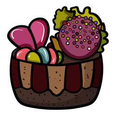 Chocolate cake with sweets. Sweets Cakes Dessert. Pastry shop - Vector. Vector illustration