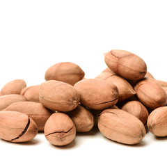 Pecan nuts on white background