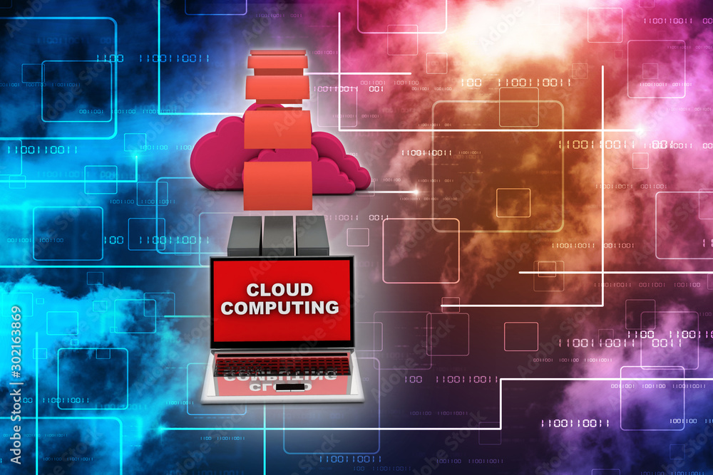 Poster 3d rendering technology cloud computing
