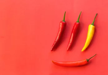 Fotobehang Hot pepper on red background © Matthias