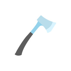 Steel axe isolated on white, element for woodworking or lumberjack emblem or icon. Flat design of single iron object, metal ax with black handle vector