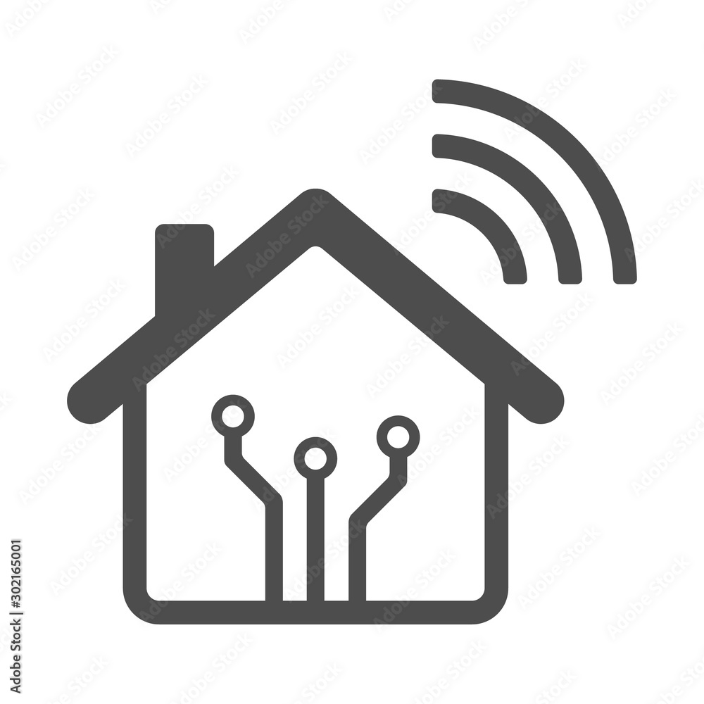 Poster smart home vector icon with airwaves isolated on white background. smart home automation control sys