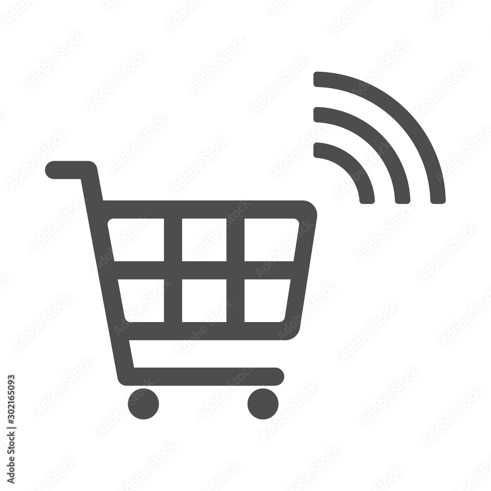 Poster smart cart vector icon isolated on white background. cart with airwaves icon for web, mobile apps an